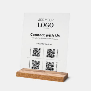 Señal Acrílica Código QR 4 Medios de comunicación social conectad