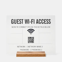 Código QR Acrílico de Wi-Fi para Invitados Minimal