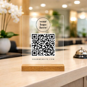 Señal Acrílica Código QR comercial y sitio web logotipo