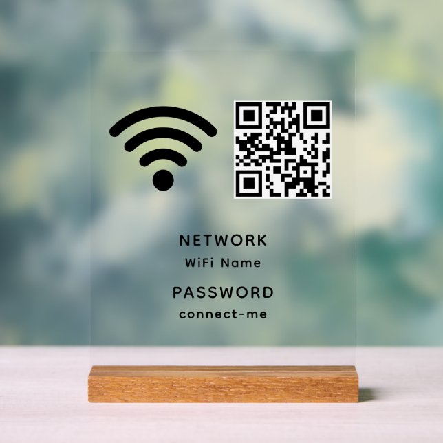 Señal Acrílica Código QR Contraseña WiFi y red personalizada (Neutral )