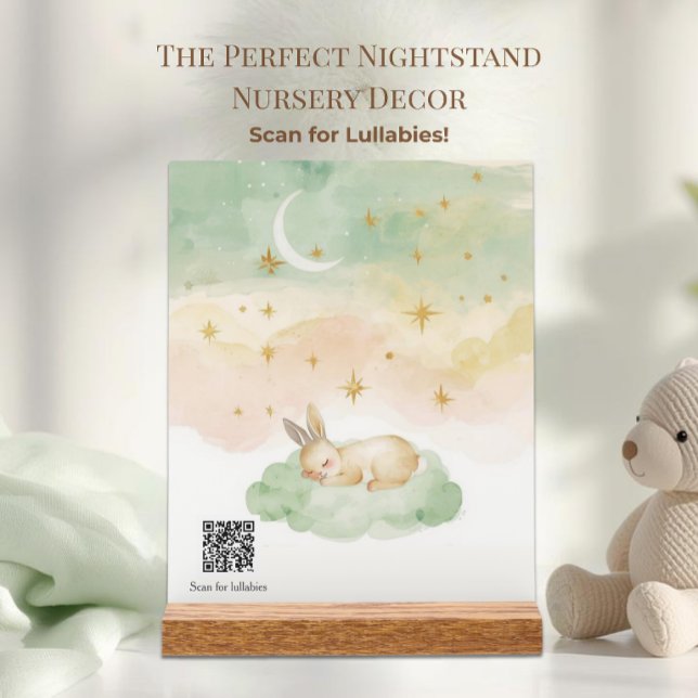 Señal Acrílica Código QR de Cuna Personalizada de Spotify Acuarel (Modern acrylic block nursery decor. Scan the custom QR code to play sweet Spotify lullabies!)