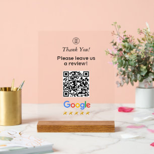 Señal Acrílica Código QR de Google Scan para dejar una reseña