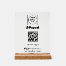 Señal Acrílica Código QR de PayPal | Logotipo comercial de escane