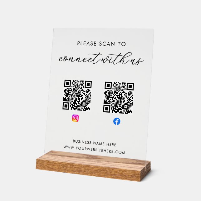 Señal Acrílica Código QR de Personalizado empresarial (Ángulo)