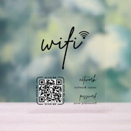 Señal Acrílica Código QR de red Wifi Blanco Moderno Empresarial