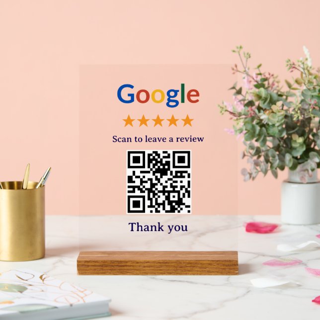 Señal Acrílica Código QR de reseña de Google de negocio profesion (Boda)