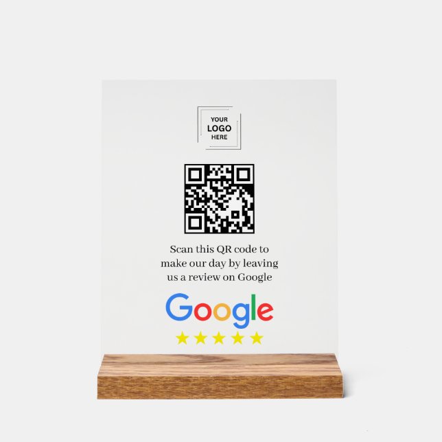 Señal Acrílica Código QR de reseña de Google en acrílico estilo d (Anverso)