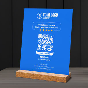 Señal Acrílica Código QR de reseñas de Facebook Califica mi negoc