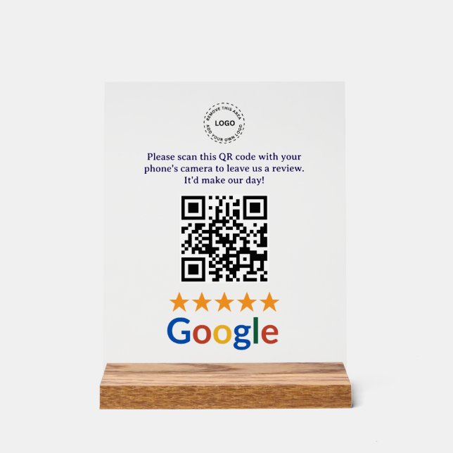 Señal Acrílica Código QR de reseñas de Google de empresa comercia (Anverso)