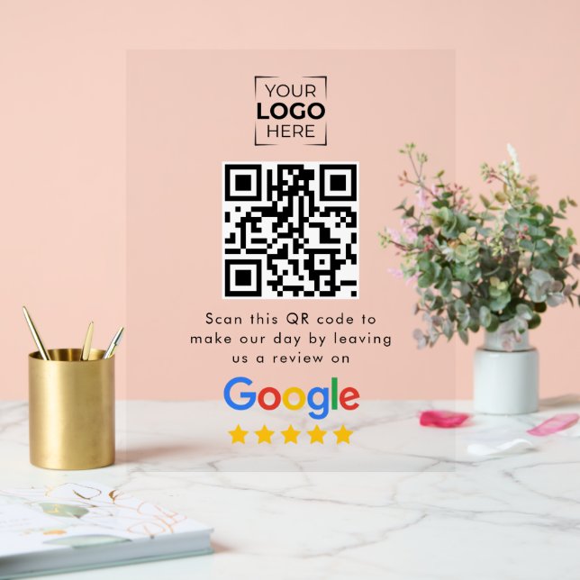 Señal Acrílica Código QR de reseñas de Google Negocios  (Boda)