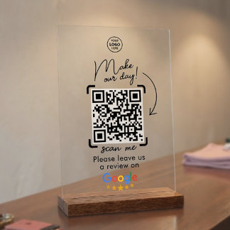 Señal Acrílica Código QR de reseñas sociales de Google para empre