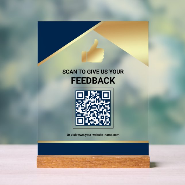 Señal Acrílica Código QR de retroalimentación de cliente de oro a (Neutral )