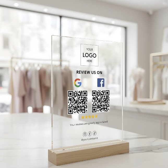 Señal Acrílica Código QR de revisión de Google Facebook de negoci (Subido por el creador)