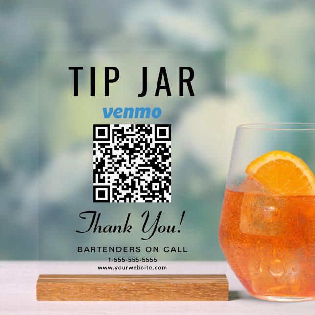 Señal Acrílica Código QR de Venmo de propina claro (Subido por el creador)