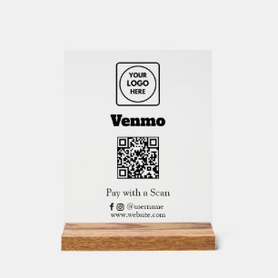 Señal Acrílica Código QR de Venmo Escanea para Pagar con Logoti