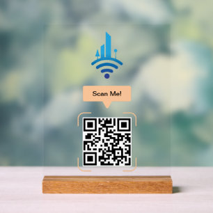 Señal Acrílica Código QR de Wi-Fi gratuito simple