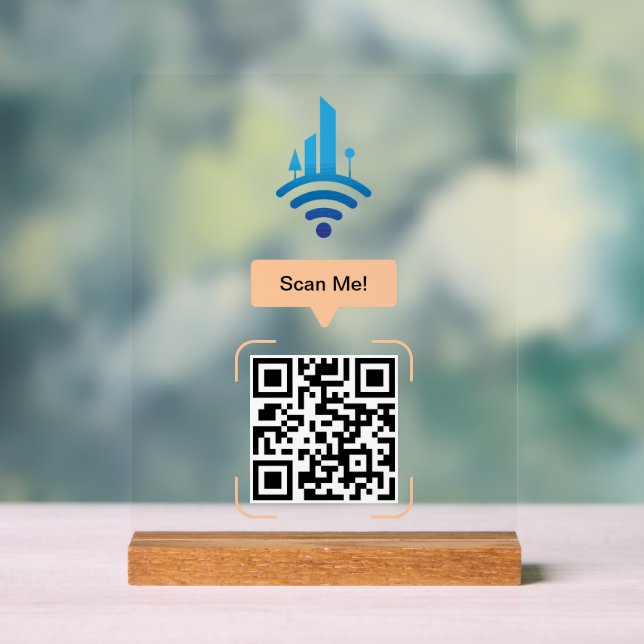 Señal Acrílica Código QR de Wi-Fi gratuito simple (Neutral )