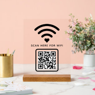 Señal Acrílica Código QR de Wifi para conectar autoadhesivo