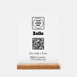Señal Acrílica Código QR de Zelle | Logotipo empresarial personal