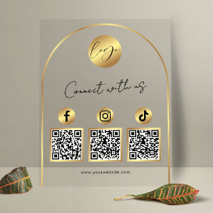 Señal Acrílica Código QR del logotipo del arco de oro de las rede