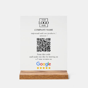 Señal Acrílica Código QR del logotipo empresarial de reseñas pers