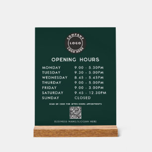 Señal Acrílica Código QR del logotipo empresarial Horario de aper