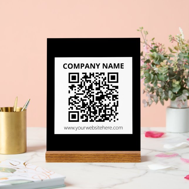 Señal Acrílica Código QR editable y diseño personalizable simple (Boda)