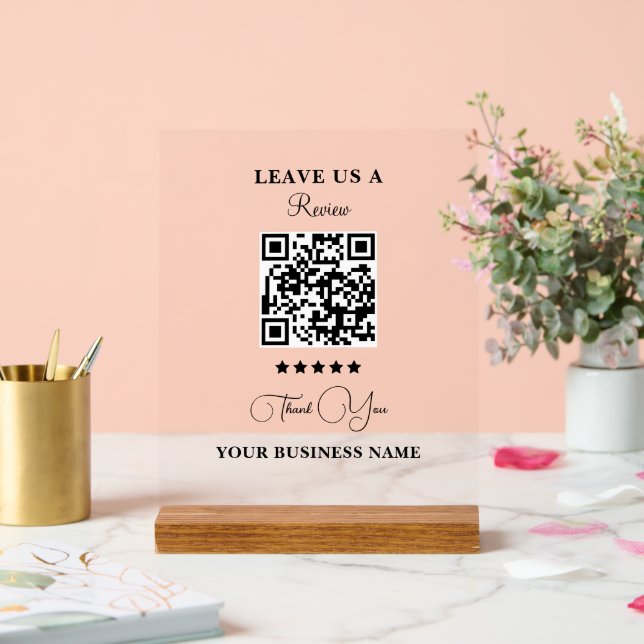Señal Acrílica Código Qr Empresarial Personalizado Deja una Reseñ (Boda)
