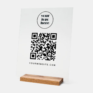 Señal Acrílica Código QR empresarial y sitio web logo