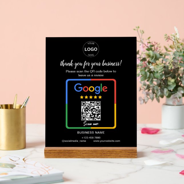 Señal Acrílica Código Qr Google revisa el logotipo comercial (Boda)