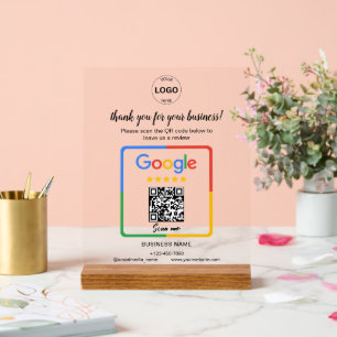 Señal Acrílica Código Qr Google revisa el logotipo comercial