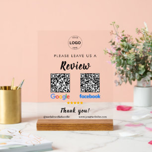 Señal Acrílica Código Qr Google revisa Facebook Business Review P