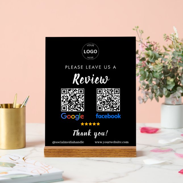 Señal Acrílica Código Qr Google revisa Facebook Business Review P (Boda)