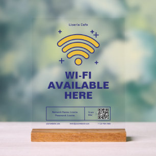 Señal Acrílica Código Qr Nombre de negocio Detalles mínimos de wi
