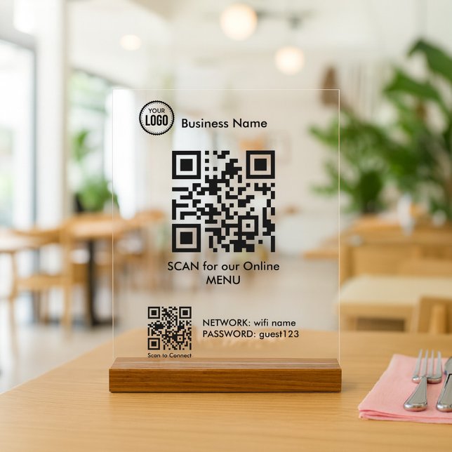 Señal Acrílica Código QR para el menú del restaurante cafetería (Subido por el creador)