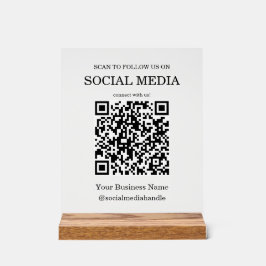 Señal Acrílica Código QR para medios sociales de pequeñas empresa