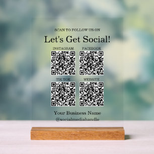Señal Acrílica Código QR para medios sociales de pequeñas empresa