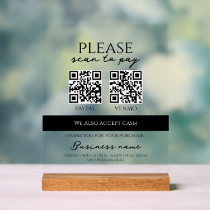 Señal Acrílica Código QR personalizado para pagar con escaneo com