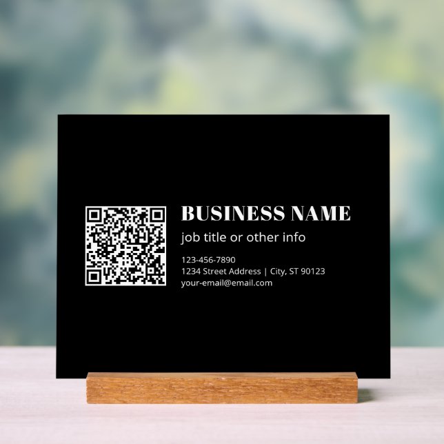 Señal Acrílica Código QR personalizado y texto retro-moderno edit (Neutral )
