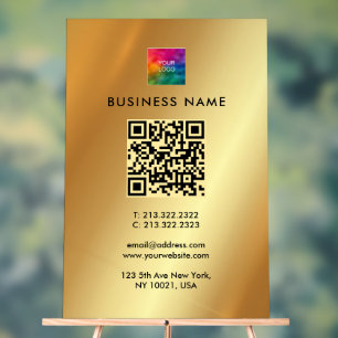 Señal Acrílica Código QR promocional Sube tu logotipo a oro