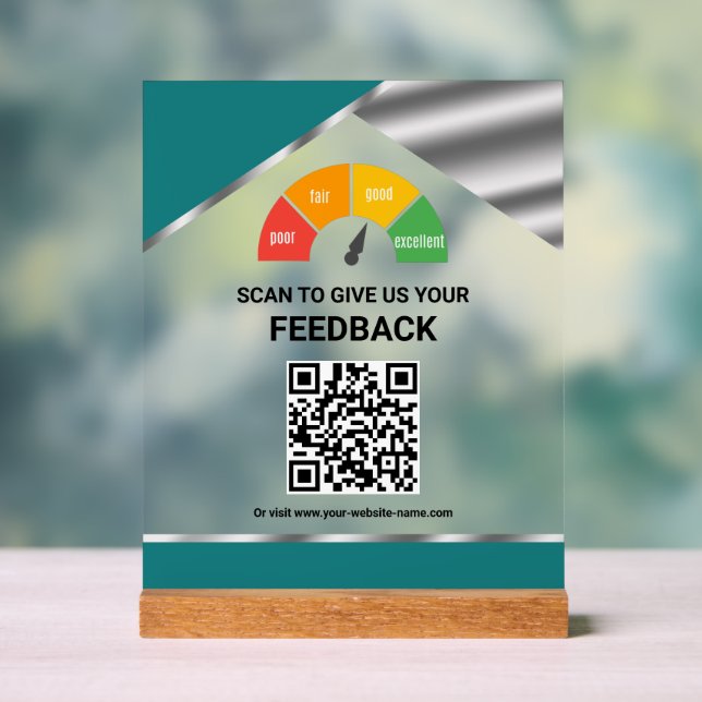Señal Acrílica Código QR sin contacto Comentarios de clientes Ver (Neutral )