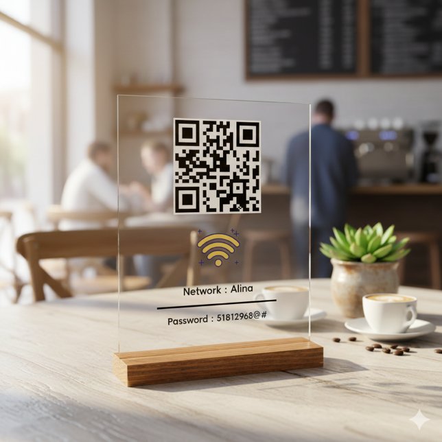 Señal Acrílica Código QR Wifi personalizado | Moderno contraseña  (Subido por el creador)
