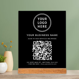Señal Acrílica Código QR y logotipo de empresa negro