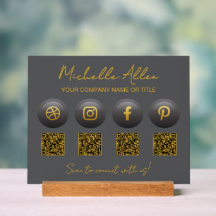 Señal Acrílica Códigos QR de medios sociales de la empresa