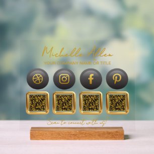 Señal Acrílica Códigos QR de medios sociales de la empresa