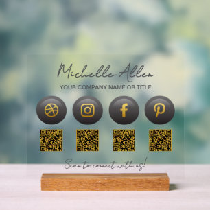 Señal Acrílica Códigos QR de medios sociales de la empresa