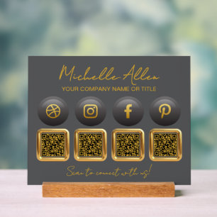 Señal Acrílica Códigos QR de medios sociales de la empresa