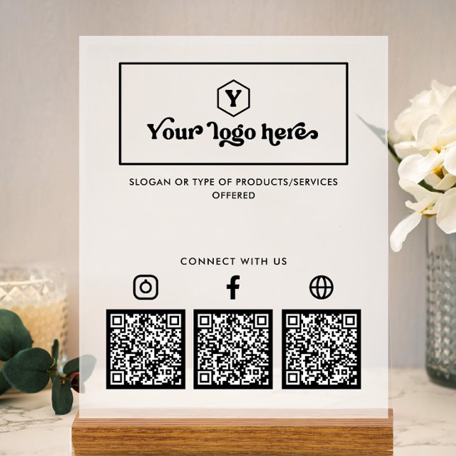 Señal Acrílica Códigos QR de múltiples redes sociales con logotip (Subido por el creador)