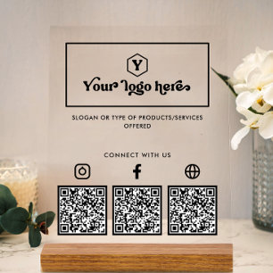 Señal Acrílica Códigos QR de múltiples redes sociales con logotip