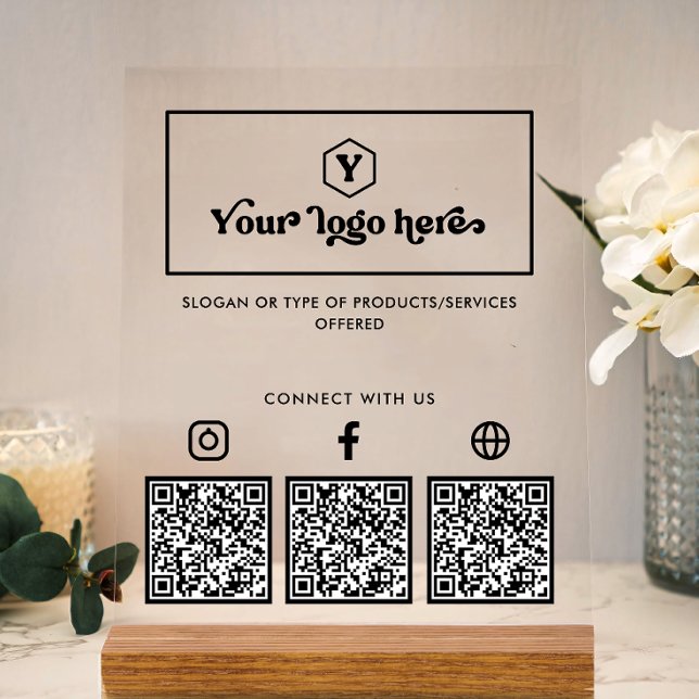 Señal Acrílica Códigos QR de múltiples redes sociales con logotip (Subido por el creador)